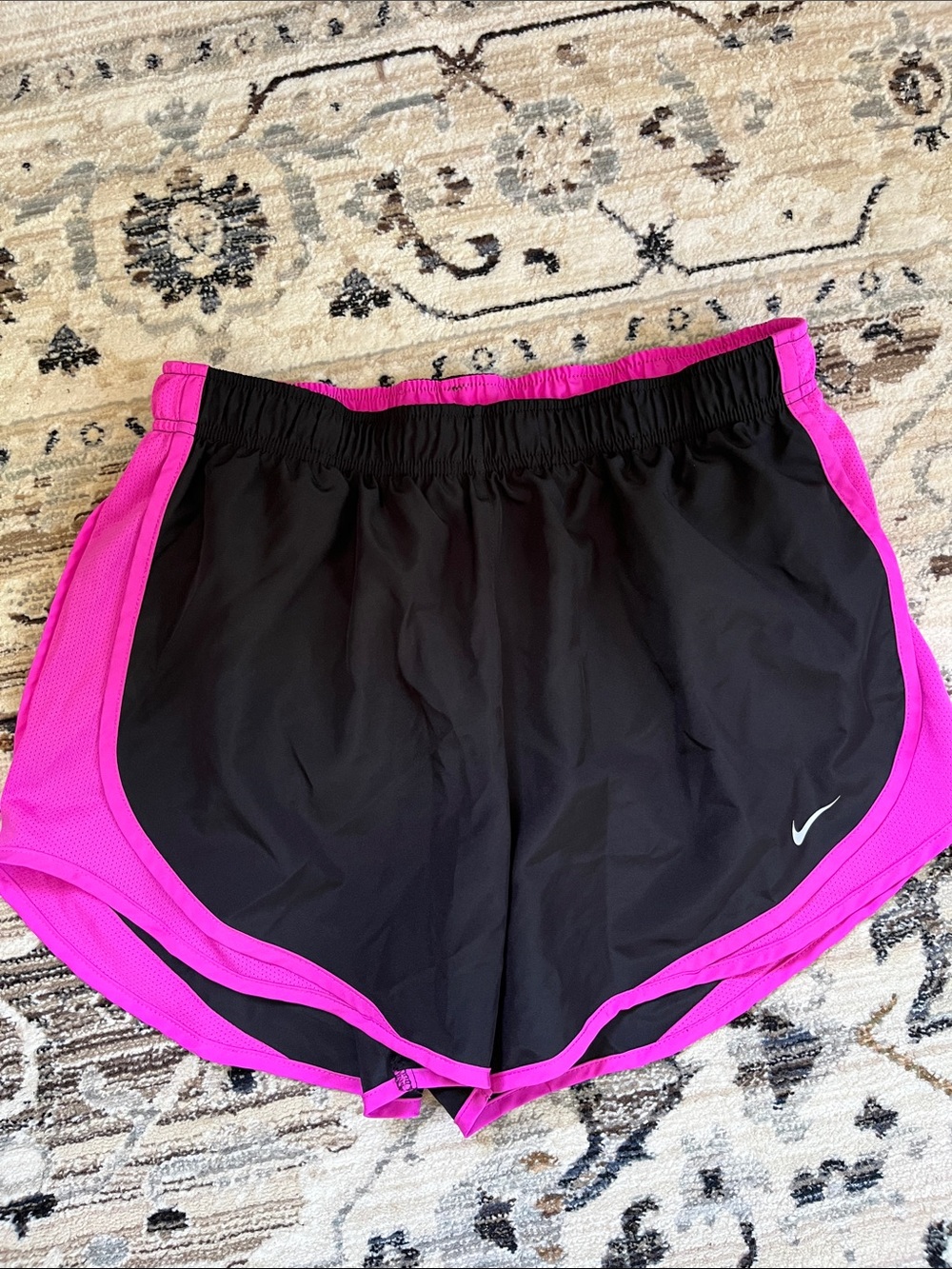 Nike Women’s Black and Hot Pink Athletic Shorts